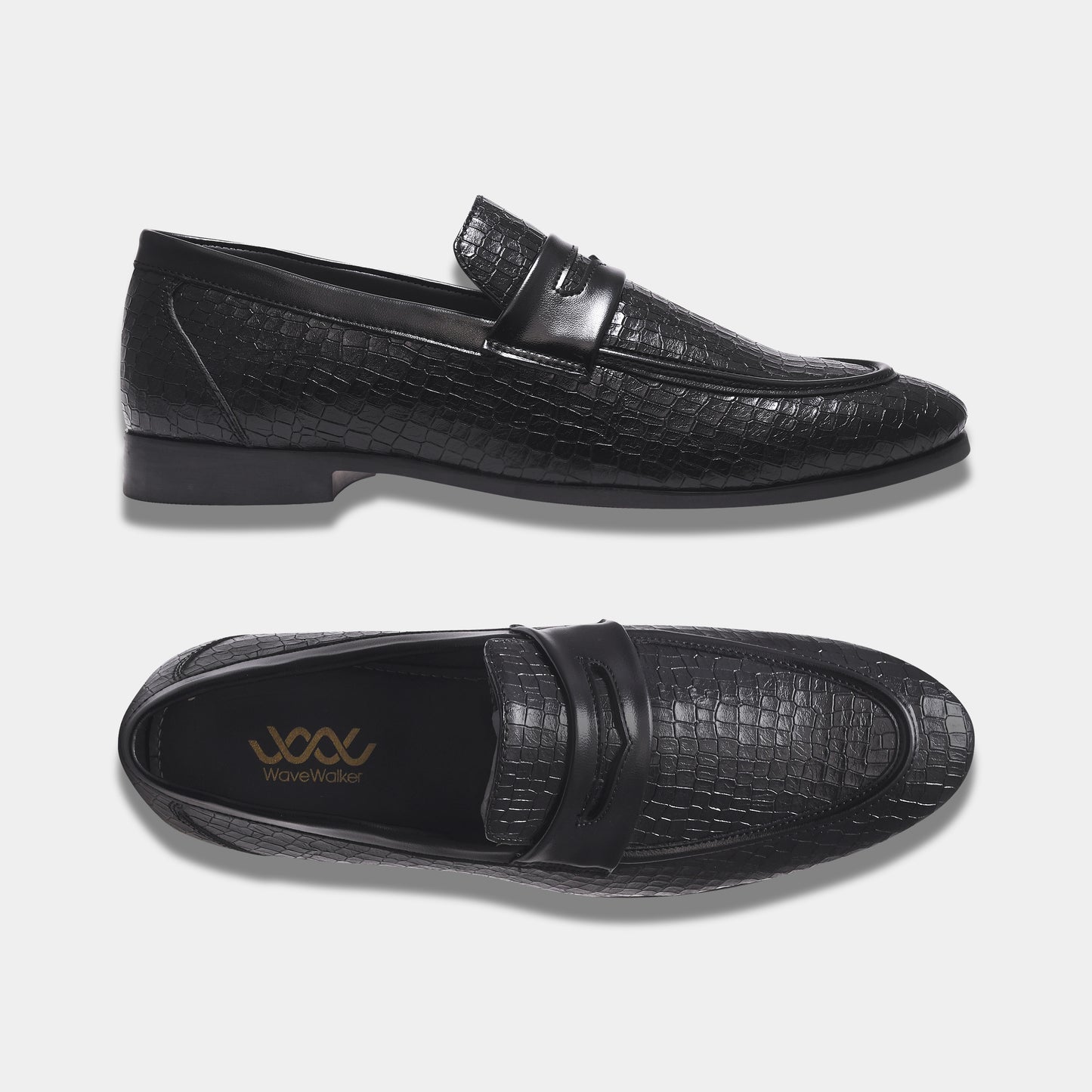 WAVEWALKER TWISTTER Men Faux Leather Black Slip-On Loafers