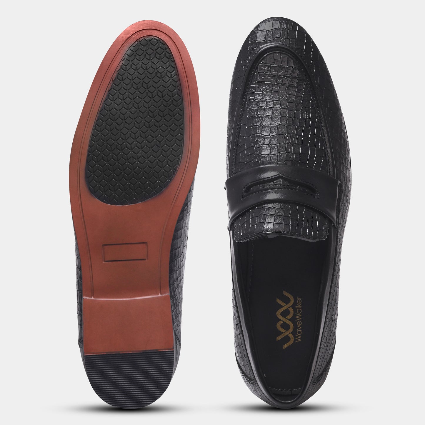 WAVEWALKER TWISTTER Men Faux Leather Black Slip-On Loafers