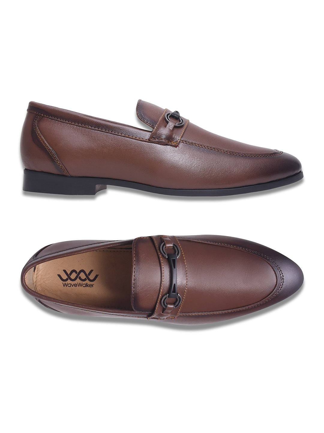 WAVEWALKER TINNY Men Black Leather Slip-On Loafers