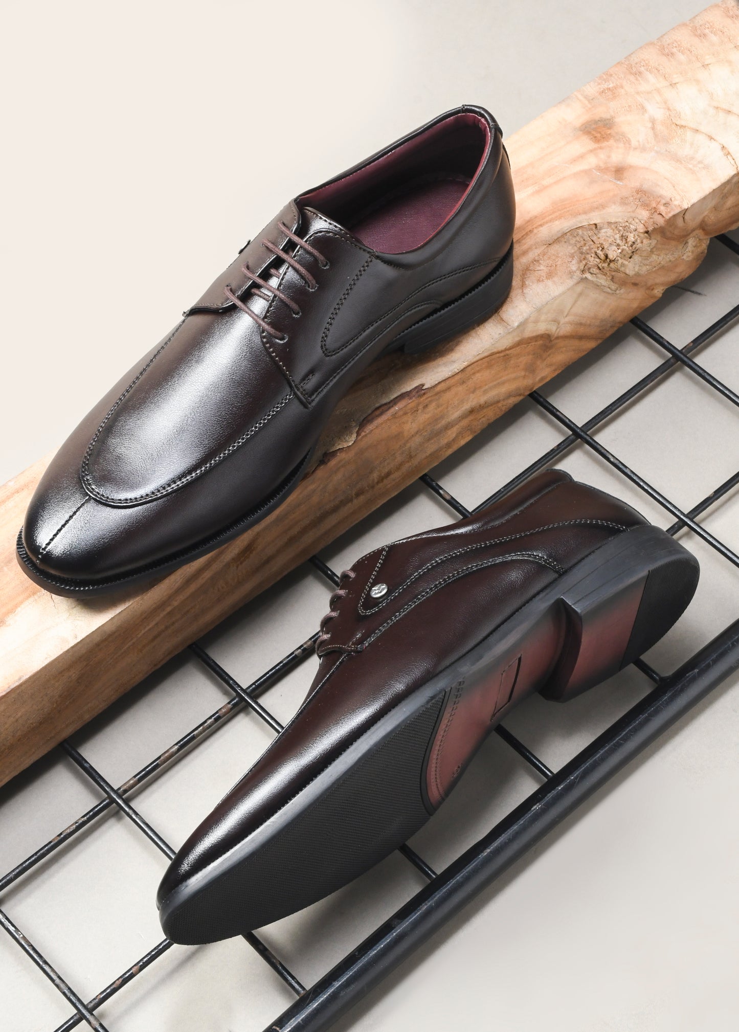Wave Walker Arrow Split Toe Brown Derby Formal Shoes For Men