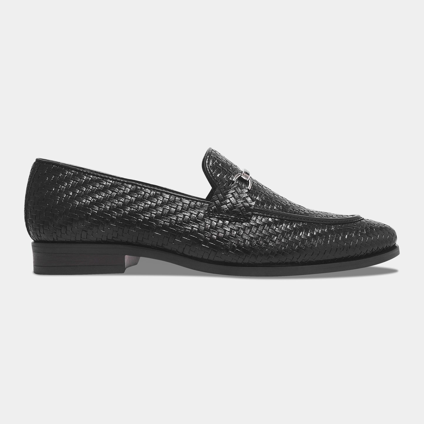 Wave Walker Blaze Handcrafted Woven Black Penny Loafers For Men