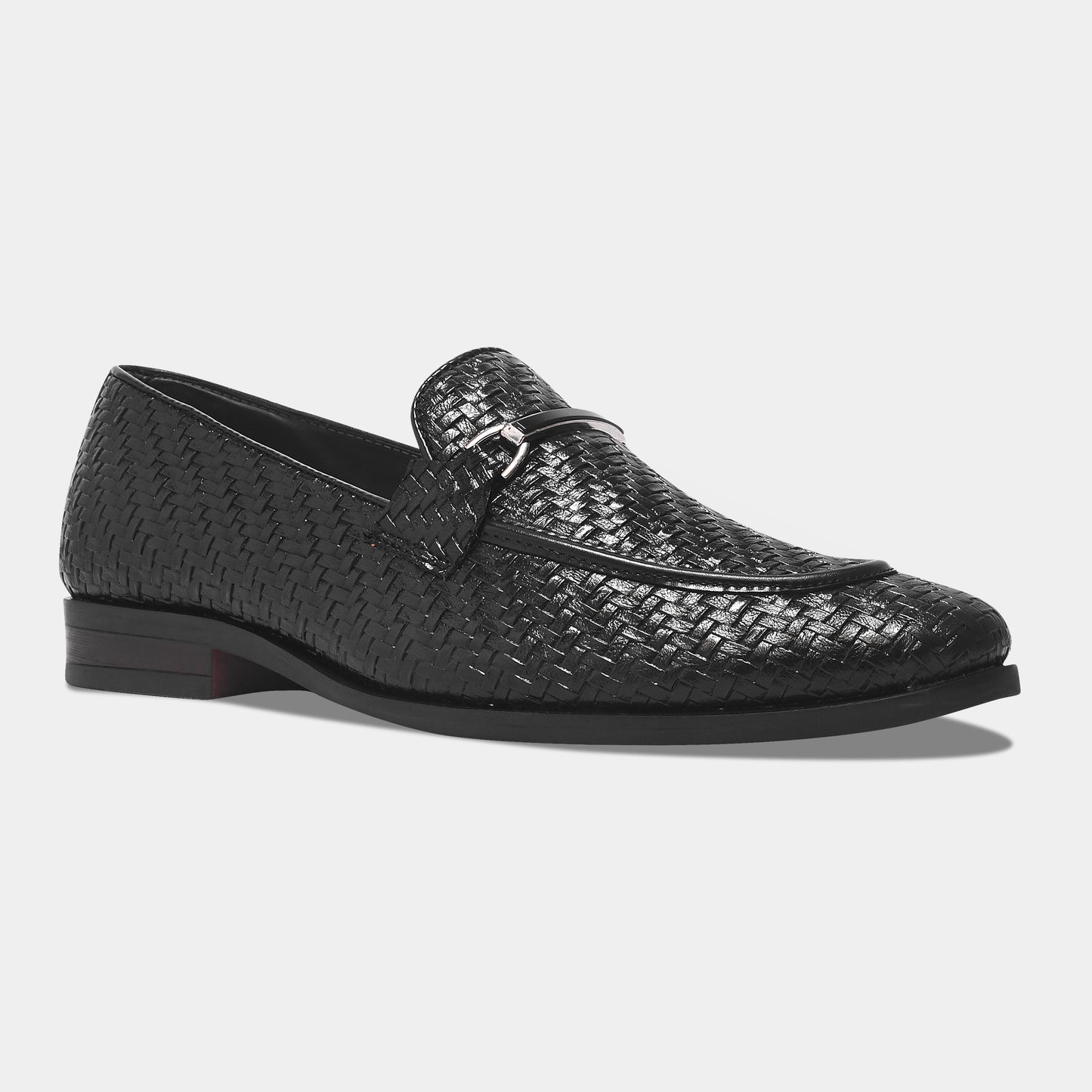 Wave Walker Blaze Handcrafted Woven Black Penny Loafers For Men