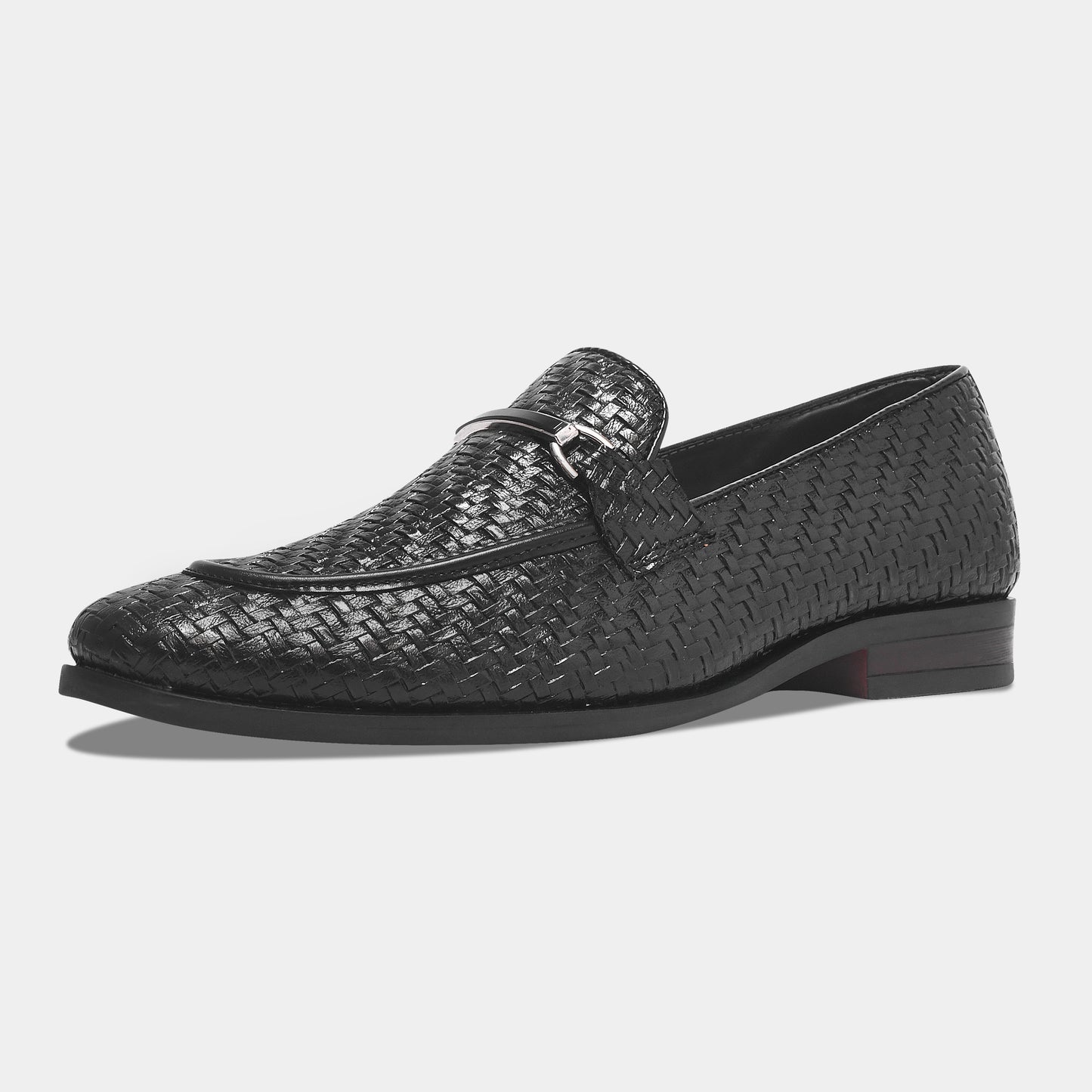 Wave Walker Blaze Handcrafted Woven Black Penny Loafers For Men