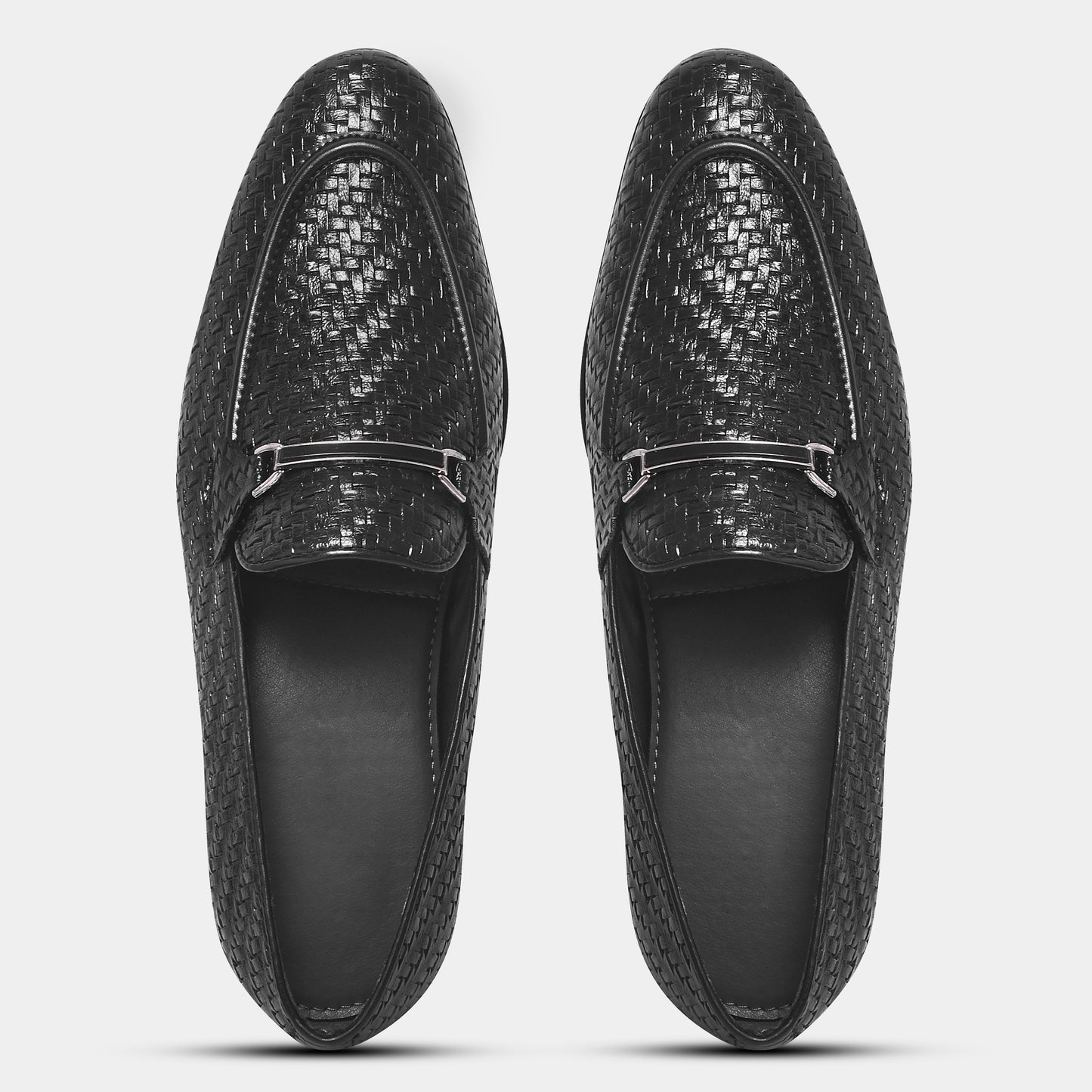 Wave Walker Blaze Handcrafted Woven Black Penny Loafers For Men