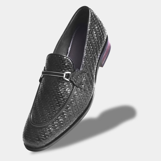 Wave Walker Blaze Handcrafted Woven Black Penny Loafers For Men