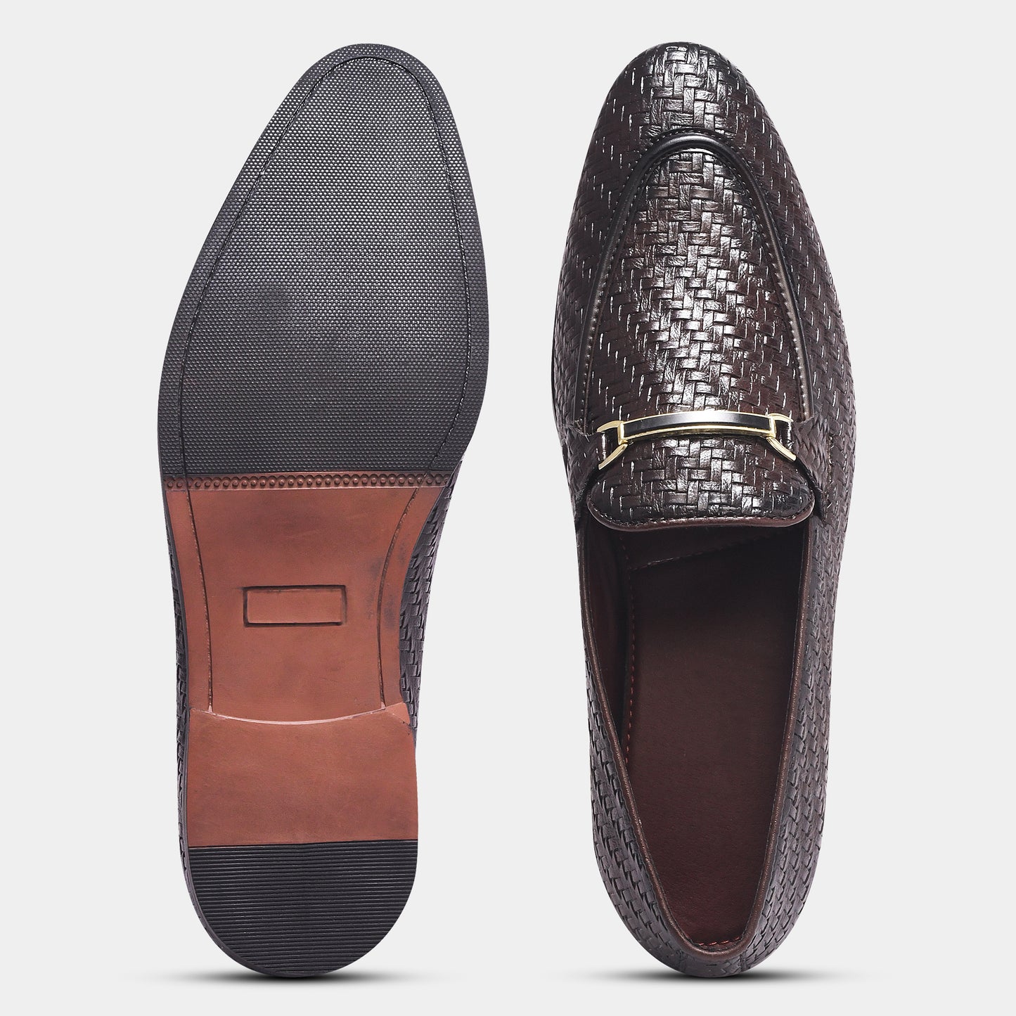 Wave Walker Blaze Handcrafted Woven Brown Penny Loafers For Men
