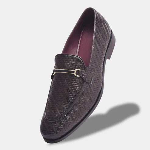 Wave Walker Blaze Handcrafted Woven Brown Penny Loafers For Men