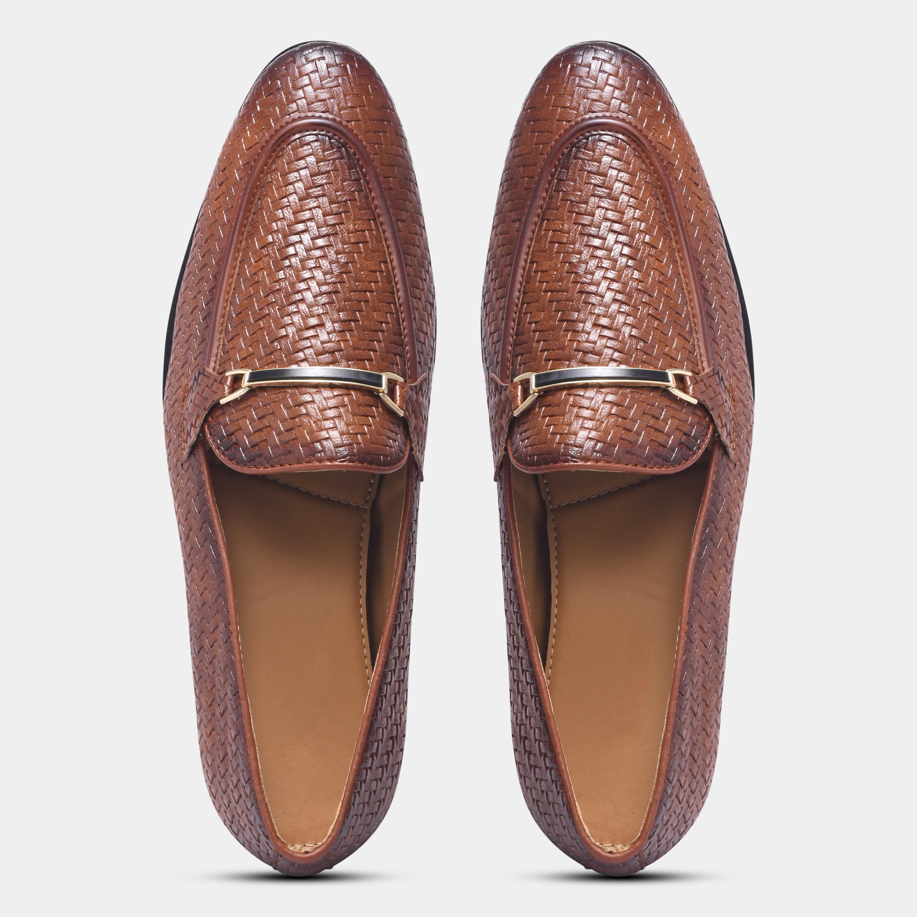 Wave Walker Blaze Handcrafted Woven Tan Penny Loafers For Men