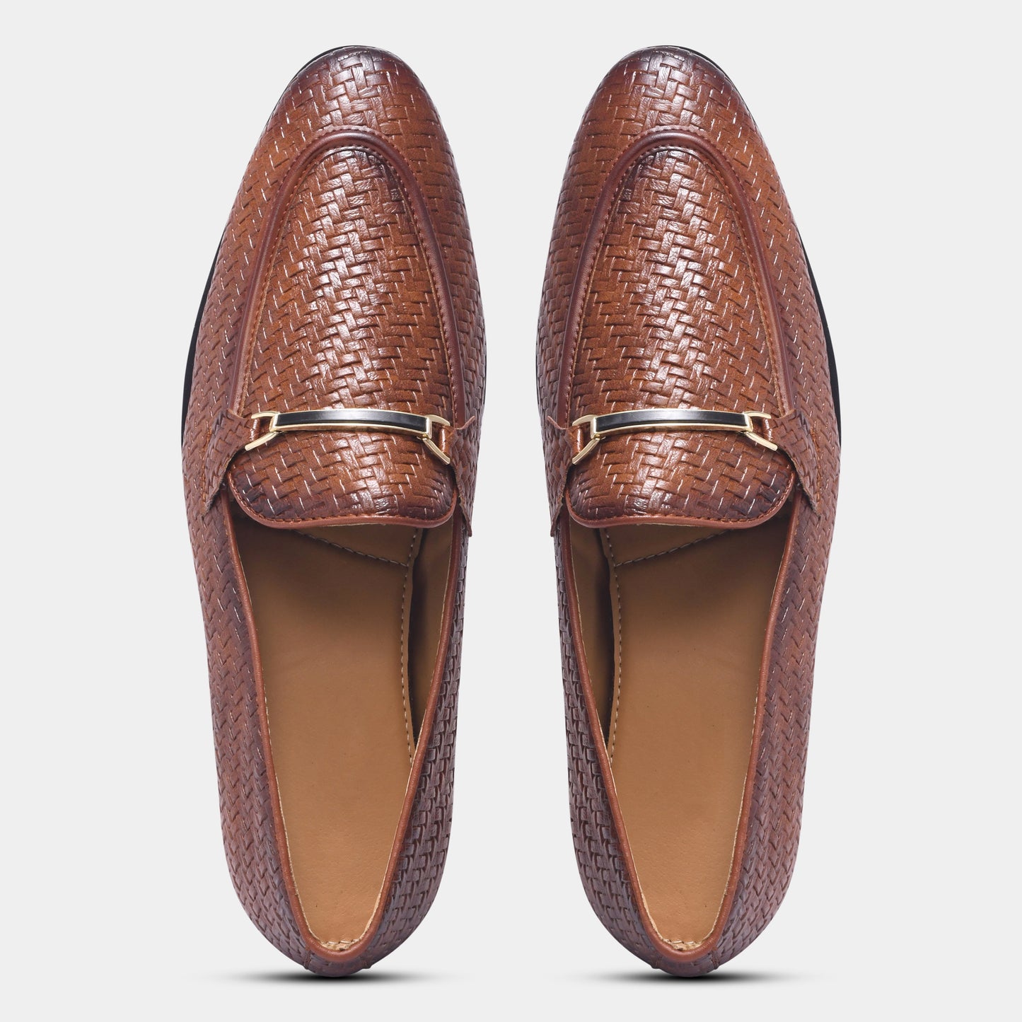 Wave Walker Blaze Handcrafted Woven Tan Penny Loafers For Men