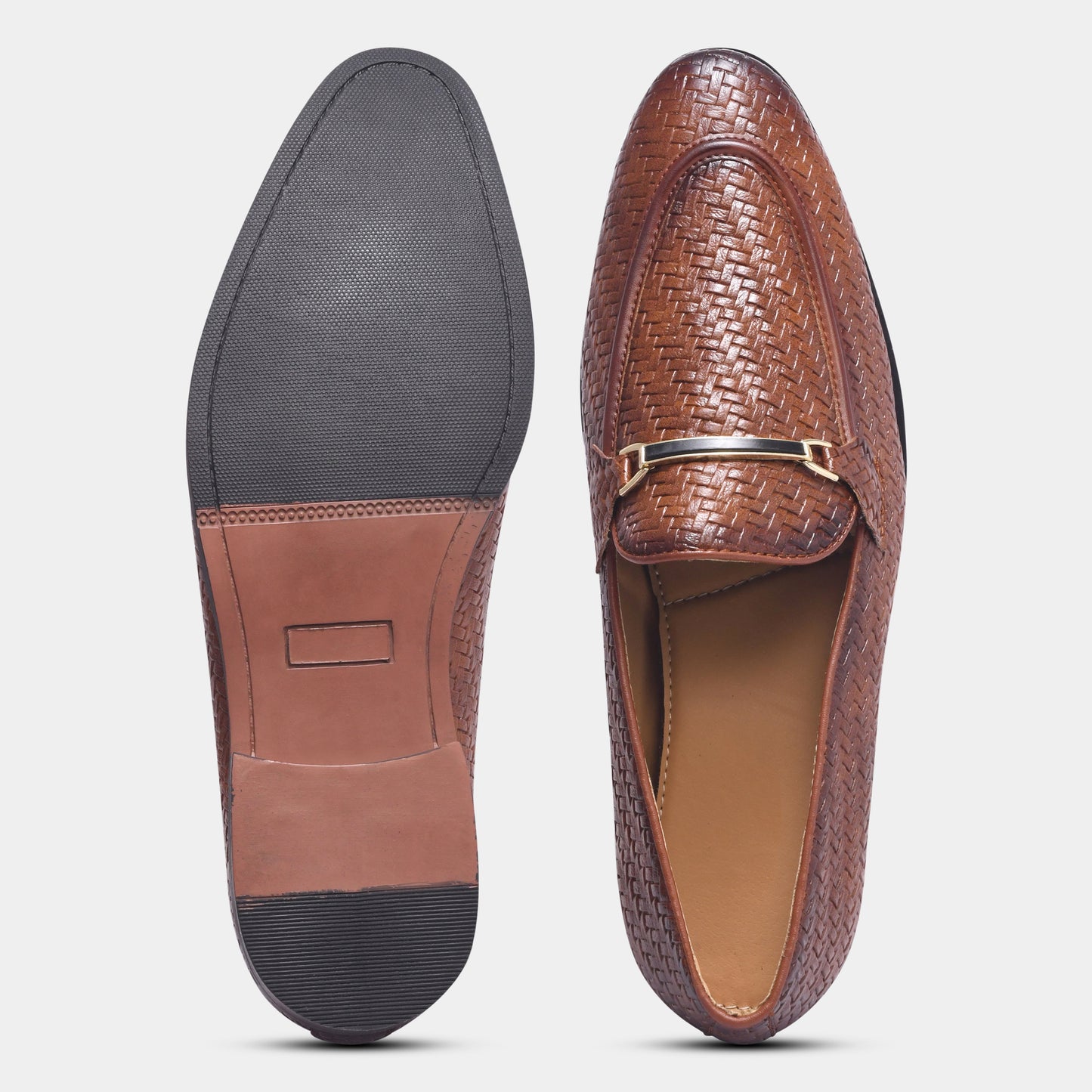 Wave Walker Blaze Handcrafted Woven Tan Penny Loafers For Men