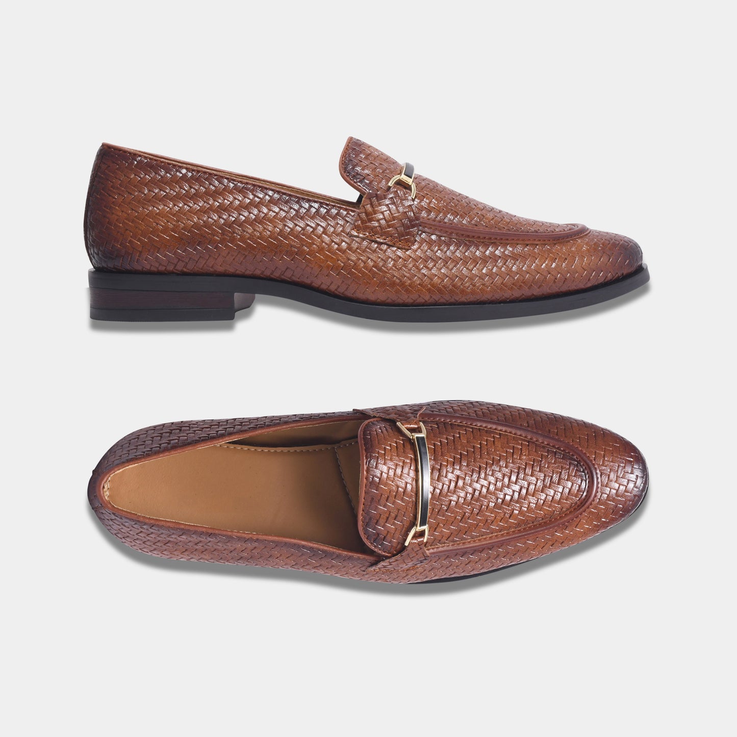 Wave Walker Blaze Handcrafted Woven Tan Penny Loafers For Men