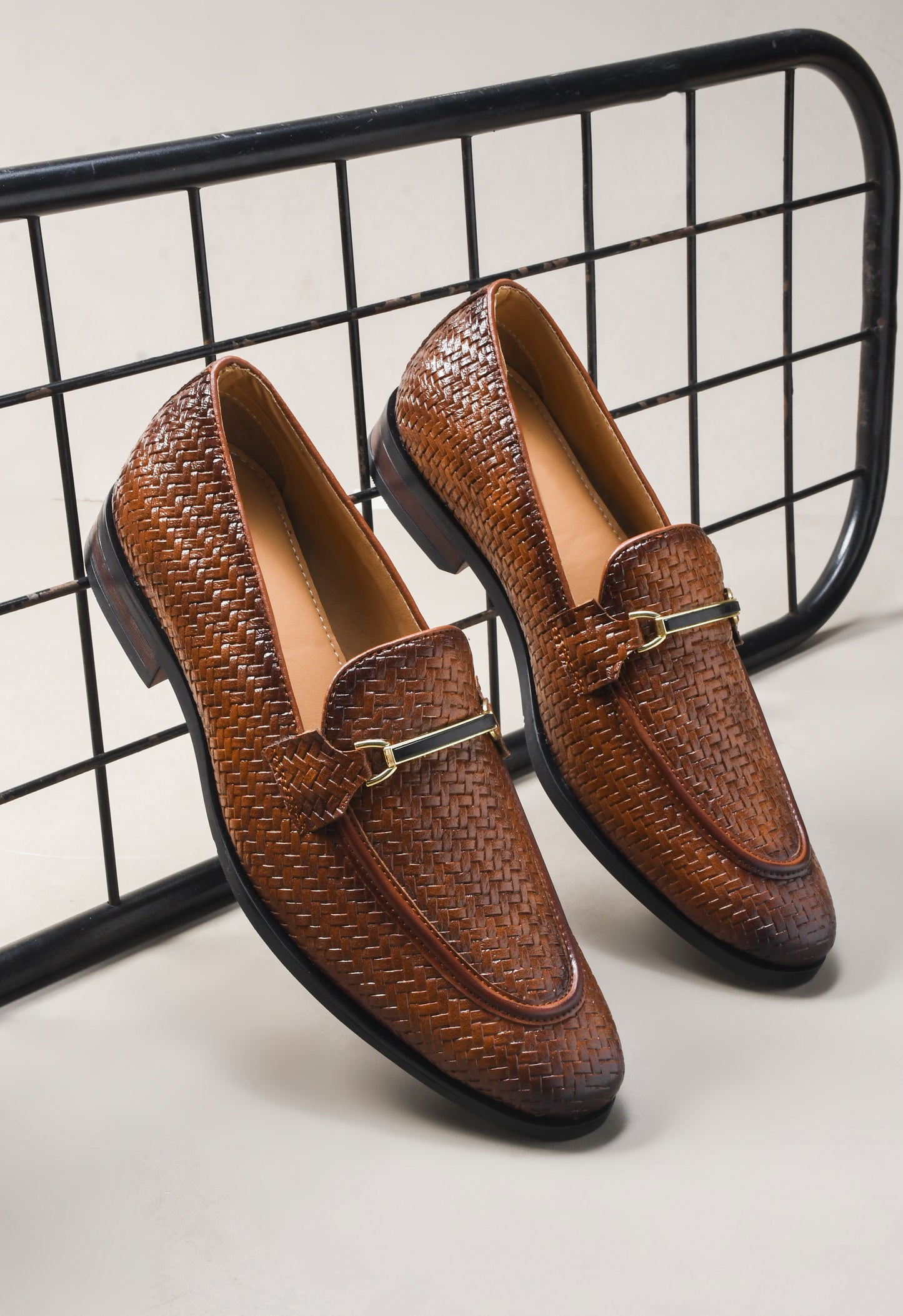 Wave Walker Blaze Handcrafted Woven Tan Penny Loafers For Men