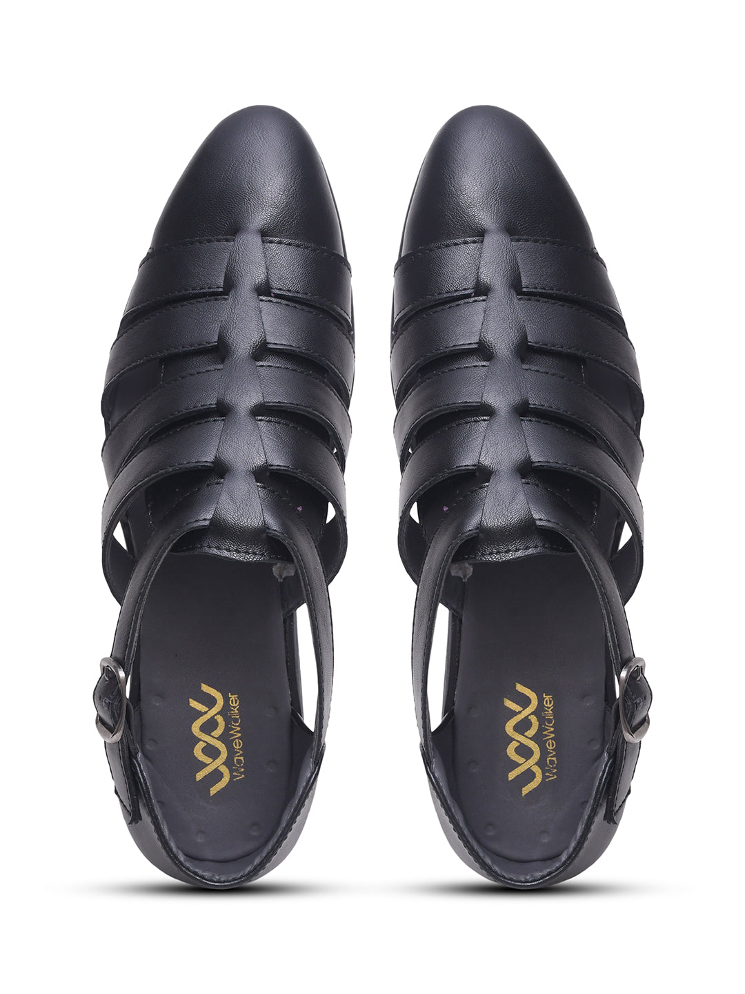 WAVEWALKER ROMAN Men Black Faux Leather Ethnic Sandal