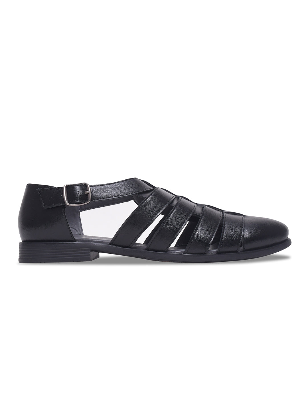 WAVEWALKER ROMAN Men Black Faux Leather Ethnic Sandal
