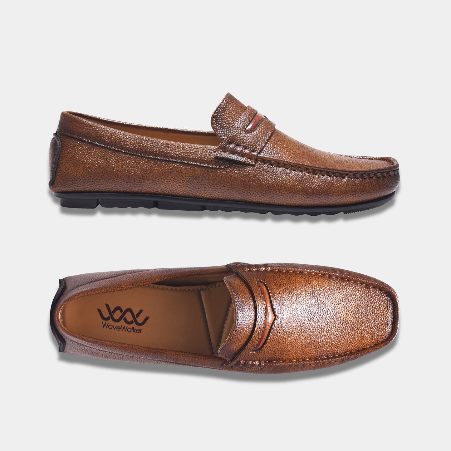 WAVEWALKER TITAN Classic Dress Black Penny Loafers For Men