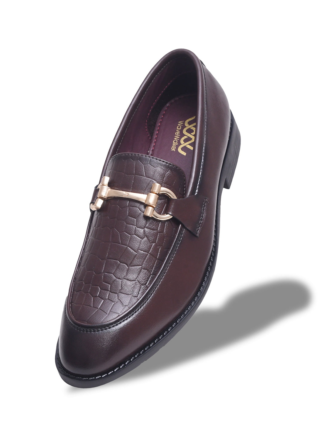 WAVEWALKER WOOD Men Black Faux Leather Slip-On Loafers